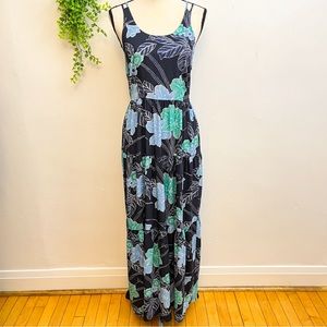 LOFT Size 2 Midi Tropical Floral Navy‎ Dress